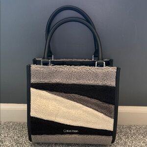 Calvin Klein Black and Cream Tote Bag